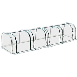 Outsunny - Serre de jardin tunnel 3,95L x 1l x 0,8H m 4 portes zippées bâche pvc transparent acier thermolaqué vert