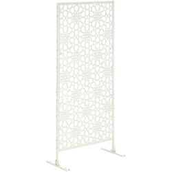 Panneau décoratif extérieur métal - brise vue motif étoiles - visserie incluse - dim. 92L x 45l x 198H cm - acier thermolaqué blanc