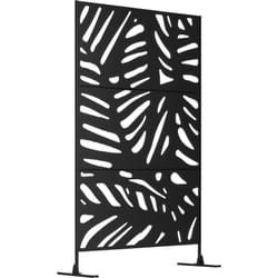 Panneau décoratif extérieur métal - brise vue motif feuilles - visserie incluse - dim. 122L x 45l x 198H cm - acier thermolaqué noir
