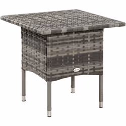 Apportez une touche d'élégance à votre extérieur avec cette superbe table basse. En résine tressée aspect rotin style cosy ch ...