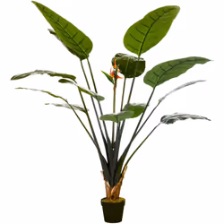 Ajoutez une touche de vert dans votre salon, bureau, entrée, terrasse avec ce superbe Strelitzia artificiel. Avec ses 13 gran ...