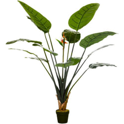 Homcom - Plante artificielle Strelitzia h. 180 cm branches lichen feuilles fleurs grand réalisme pot inclus