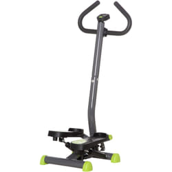 Homcom - Stepper Fitness avec guidon ergonomique - écran lcd multifonction - résistance réglable - acier gris vert noir