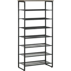 Homcom - Etagère à chaussures 7 niveaux - rack à chaussures 7 étagères et plateau - acier noir aspect bois gris