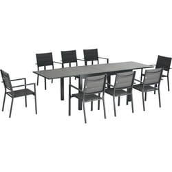 Outsunny - Ensemble de jardin 8 personnes chaises empilables table extensible 135/270L cm alu. textilène gris