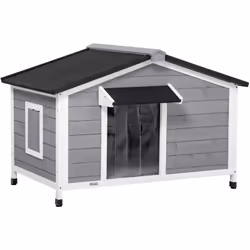 Description générale Cette superbe niche sur pied style cottage en bois de sapin permet à votre chien de s'abriter de la plui ...