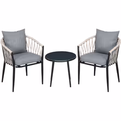 Description générale Ce magnifique salon de jardin contemporain pour 2 personnes, composé de 2 chaises et d'une table basse r ...