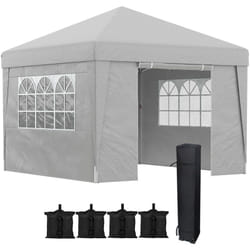 Outsunny - Tonnelle barnum pop-up pliant 2,98L x 2,98l x 2,75H m sacs de lestage et transport inclus gris
