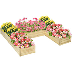 Outsunny - Lot de 5 jardinières - ensemble de 5 carrés potagers - forme personnalisable - bois de sapin pré-huilé