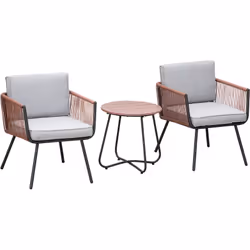 Optez pour ce magnifique ensemble bistro de jardin 2 places fabriqué en résine filaire de polyéthylène aspect rotin. Ce modèl ...