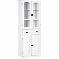 Description générale Cette jolie armoire de cuisine vitrine à 2 portes en verre blanc ajoutera une touche de modernité et d'é ...