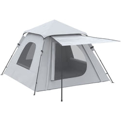 Outsunny - Tente de camping automatique pop up 2-3 pers. - porche, sac de transport - dim. 210L x 210l x 150H cm - gris clair