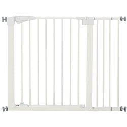 Barrière de sécurité animaux réglable 76-103L cm - porte 2 verrouillages, ouverture 2 sens - acier abs blanc