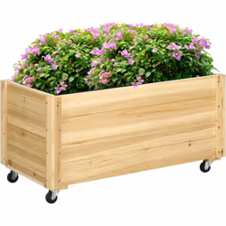 Cette jolie jardinière rectangulaire en bois de sapin autoclave vous permettra de faire vos plantations de légumes, plantes a ...