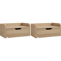 Homcom - Lot de 2 chevets tables de nuit murales - tiroir coulissant, plateau - dim. 40L x 30l x 19H cm - panneaux aspect chêne clair