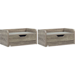 Homcom - Lot de 2 chevets tables de nuit murales - tiroir coulissant, plateau - dim. 40L x 30l x 19H cm - panneaux aspect bois gris