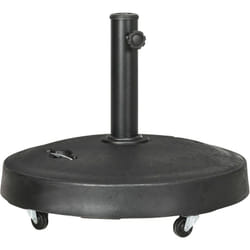 Pied de parasol rond - base de lestage parasol sur roulettes - poids net 24 Kg - résine surface granuleuse noir