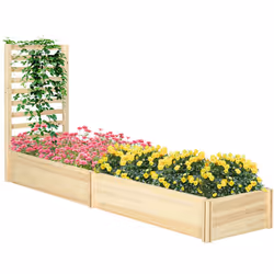 Ce joli lot de 2 carrés potagers avec treillis robustes en bois de sapin pré-huilé vous permettra de profiter d'un généreux e ...