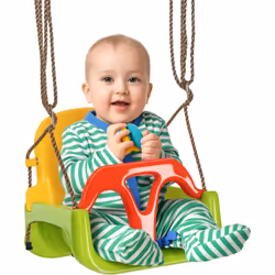 Ce siège de balançoire bébé enfant évolutif fabriqué en polypropylène (fourni avec cordes et anneaux) permettra à votre enfan ...
