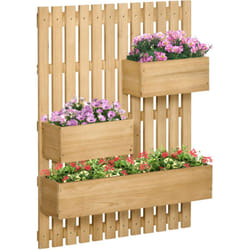 Outsunny - Jardinière murale avec treillis - lot de 3 jardinières murales - dim. 60L x 16l x 80H cm - bois sapin pré-huilé