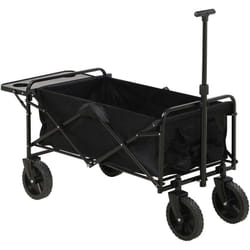 Outsunny - Chariot de jardin pliable 4 roues poignée télescopique réglable rangements noir