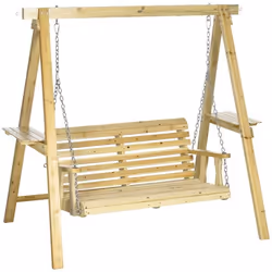 Balancelle de jardin 2 places en bois hauteur réglable - 196 x 120 x 171 cm