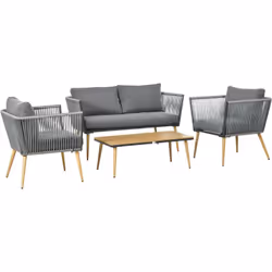 Description générale Optez pour cet ensemble salon de jardin design scandinave pour 4 personnes, fabriqué en résine filaire P ...
