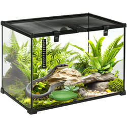 Pawhut - Terrarium en verre - vivarium reptiles & batraciens - habitat tortue - couvercle grillagé coulissant verrouillable - distributeur eau,