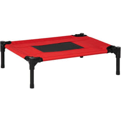 Lit surélevé pour chien chat dim. 61L x 46l x 18H cm avec sac métal époxy tissu oxford textilène micro-perforé rouge noir