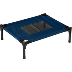 Lit surélevé pour chien chat dim. 61L x 46l x 18H cm avec sac métal époxy tissu oxford textilène micro-perforé bleu noir