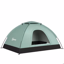 Tente de camping 2 personnes dim. 206L x 152l x 110H cm - portes zippée, poche rangement sac de transport inclus - fibre verr ...