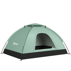 Tente de camping 2 personnes dim. 206L x 152l x 110H cm - portes zippée, poche rangement sac de transport inclus - fibre verre polyester Oxford vert