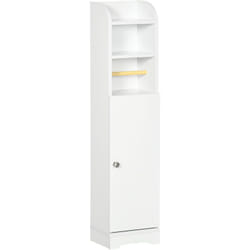 Kleankin - Meuble wc armoire toilette - porte, 2 étagères, niche, support papier - dim. 23L x 18l x 100H cm - blanc