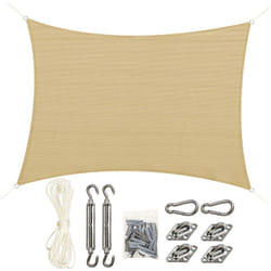 Outsunny - Voile d'ombrage rectangulaire grande taille 4 x 3 m polyéthylène haute densité hdpe résistant aux uv beige