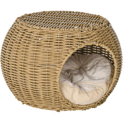 Pawhut - Panier chat lit chat cosy grand confort dim. ø 40 x 30H cm coussin moelleux inclus polyester résine beige