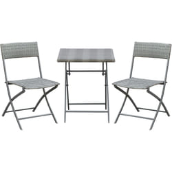 Outsunny - Ensemble meubles de jardin design table carré et chaises pliables résine tressée imitation rotin gris