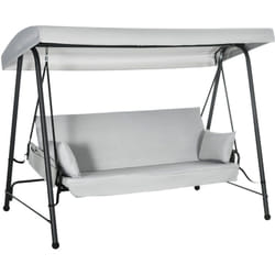Outsunny - Balancelle de jardin 3 places convertible auvent réglable épais coussins amovibles polyester acier époxy gris clair