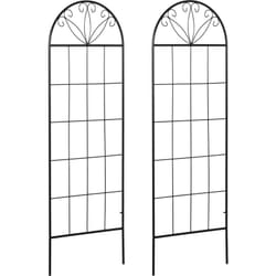 Treillis de jardin lot de 2 supports pour plantes grimpantes - dim. 51L x 152H cm - métal époxy noir