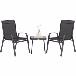 Ce splendide ensemble bistro composé d'une table basse accompagnée de 2 chaises sublimera votre extérieur (balcon, terrasse, ...