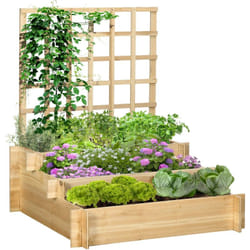 Outsunny - Jardinière avec treillis - jardinière en escalier 3 niveaux - dim. 95L x 95l x 110H cm - bois sapin pré-huilé