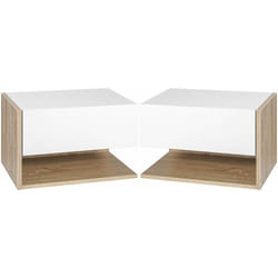 Lot de 2 tables de chevet murales - lot de 2 tables de nuit - tiroir coulissant, étagère - aspect chêne clair blanc