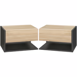 Description générale Ce lot de 2 tables de chevet murales au design contemporain vous permettra d'aménager votre chambre avec ...