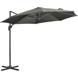 Parasol déporté octogonal inclinable manivelle avec pied en acier ø 2,94 x 2,48H m gris