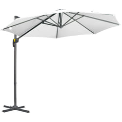 Parasol déporté octogonal inclinable manivelle avec pied en acier ø 2,94 x 2,48H m blanc