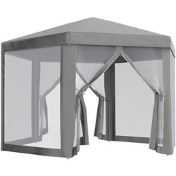 Tonnelle barnum tente de réception hexagonale style cosy métal polyester imperméabilisé surface env. 10 m² gris