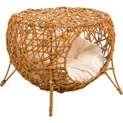 Description générale Fabriqué en rotin et fourni avec un grand coussin d'une grande douceur, ce panier pour chat deviendra ra ...