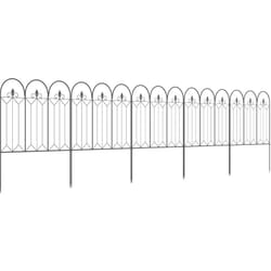 Outsunny - Lot de 5 clôtures de jardin décoratives en métal avec ornements - dim. totales 305L x 79,5H cm - noir