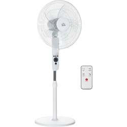 Homcom - Ventilateur sur pied ø 44 cm hauteur réglable oscillant silencieux 45 w avec télécommande minuterie 3 modes 3 vitesses blanc