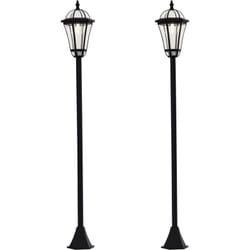 Outsunny - Lot de 2 luminaires extérieurs solaires lampadaires lanternes classiques led 15 Lm ø 18,5 x 129H cm noir
