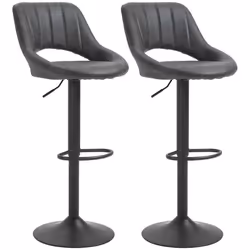 HOMCOM - Tabourets de bar - Revêtement synthétique - 44x49x110cm - Gris